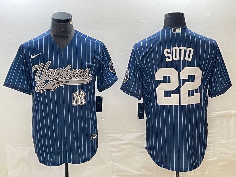 Men New York Yankees #22 Soto Blue stripe Nike Game MLB Jersey style 2->new york yankees->MLB Jersey